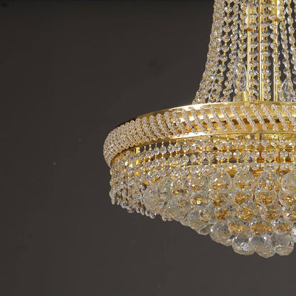 14-Light Golden France Empire Style Modern K9 Crystal Raindrop Chandelier Light