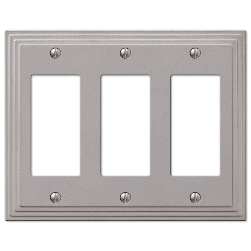 *4-PACK* AMERELLE Tiered 3 Gang Rocker Metal Wall Plate - Satin Nickel