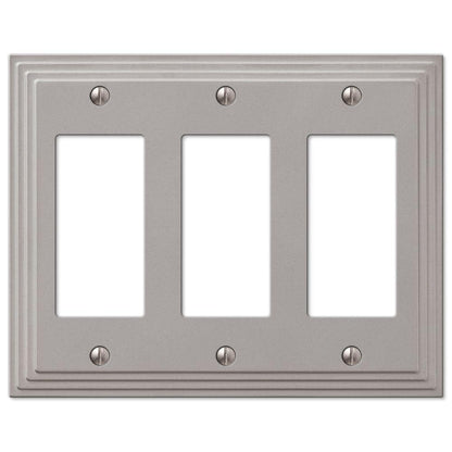 *4-PACK* AMERELLE Tiered 3 Gang Rocker Metal Wall Plate - Satin Nickel