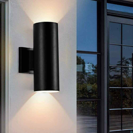 Cedar Hill 11 in. Cylinder Black LED Outdoor Wall Sconce Light Fixture