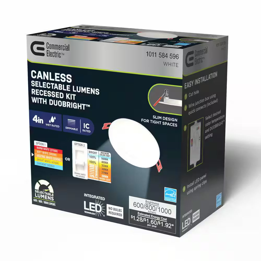Commercial Electric Elite 4 in LED DuoBright Ultraslim Canless Recessed Lighting