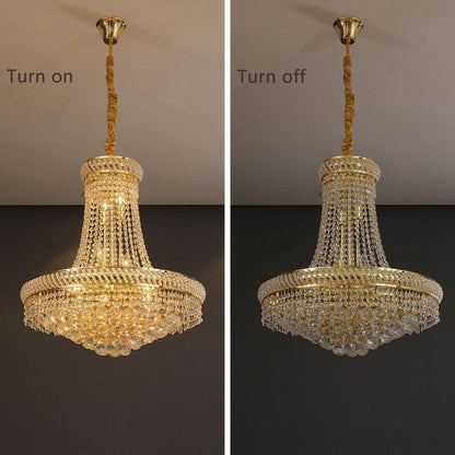 14-Light Golden France Empire Style Modern K9 Crystal Raindrop Chandelier Light