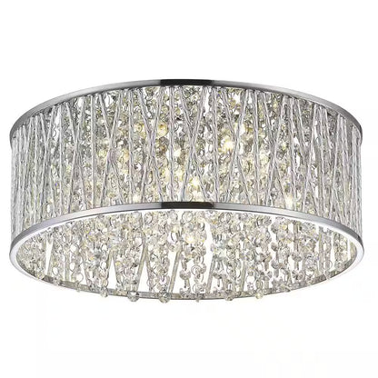 Collins Laser Cut Aluminum and Chrome Crystal Integrated LED Flush Mount Light