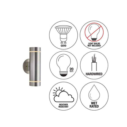 Artika C7 Stainless Steel Modern Outdoor Hardwired Light Cylinder Sconce