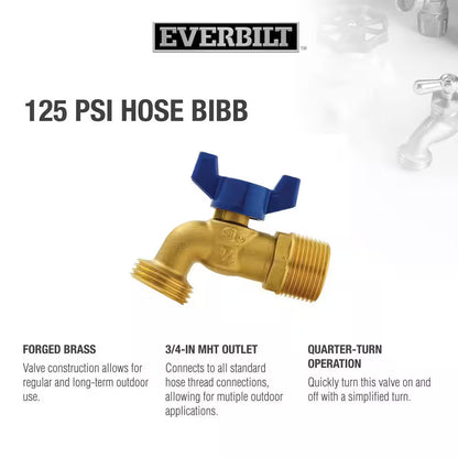 3/4" MIP or 1/2" FIP x 3/4 in. MHT Forged Brass Quarter Turn Hose Bibb Valve