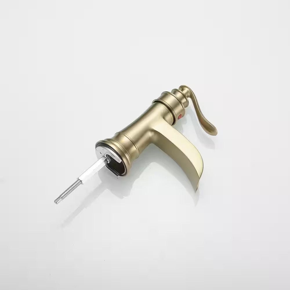 BWE Low-Arc Bathroom Faucet 2.26" Water-Saving Vanity Brushed Gold w/ Drain Kit