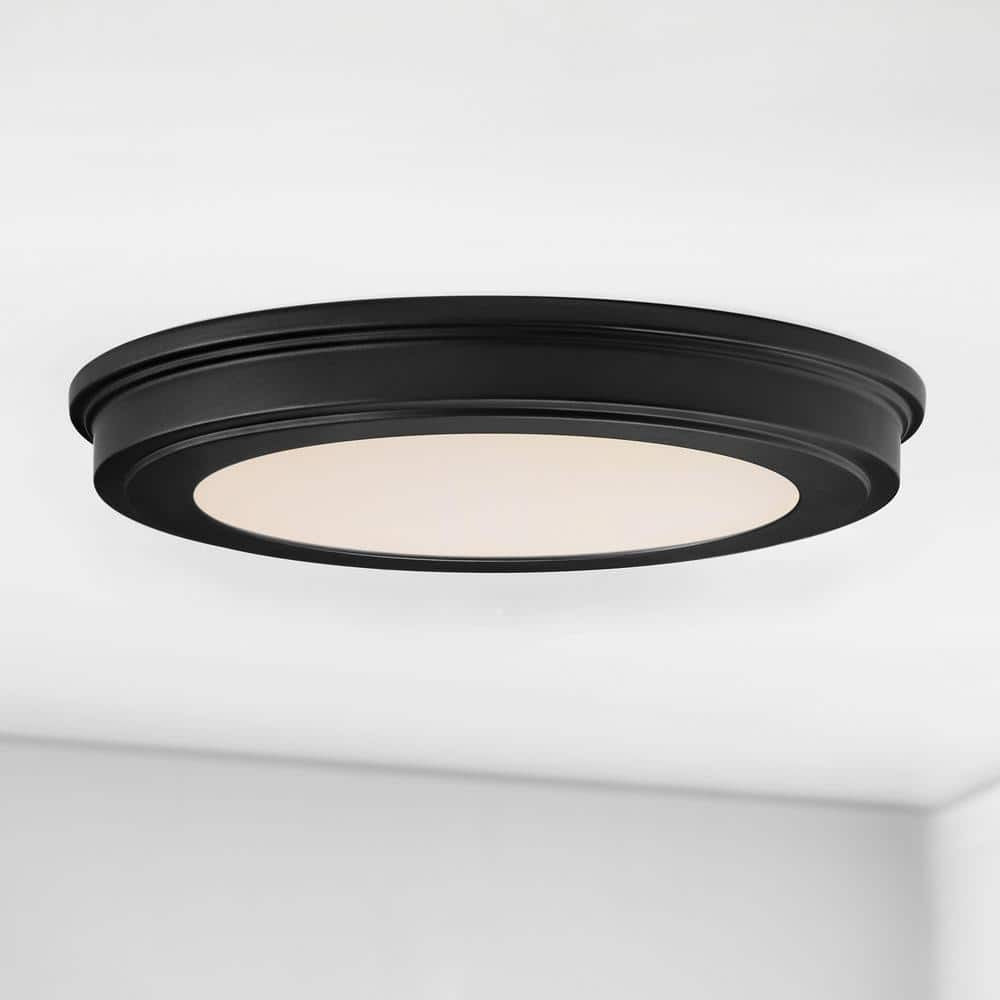 Commercial Electric 11" Matte Black 3-CCT LED Flush Mount Ceiling Light 2-Pack