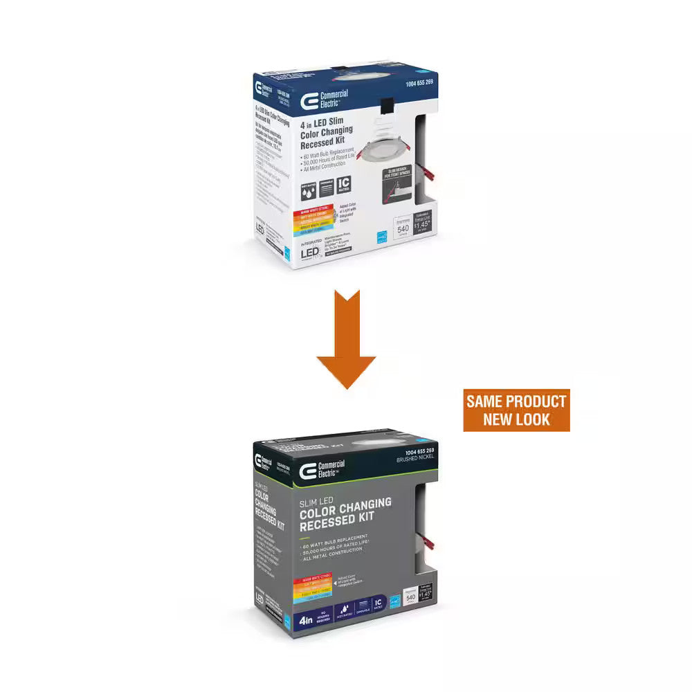 Commercial Electric Ultra Slim 4 in. Canless Recessed LED Kit - Brushed Nickel