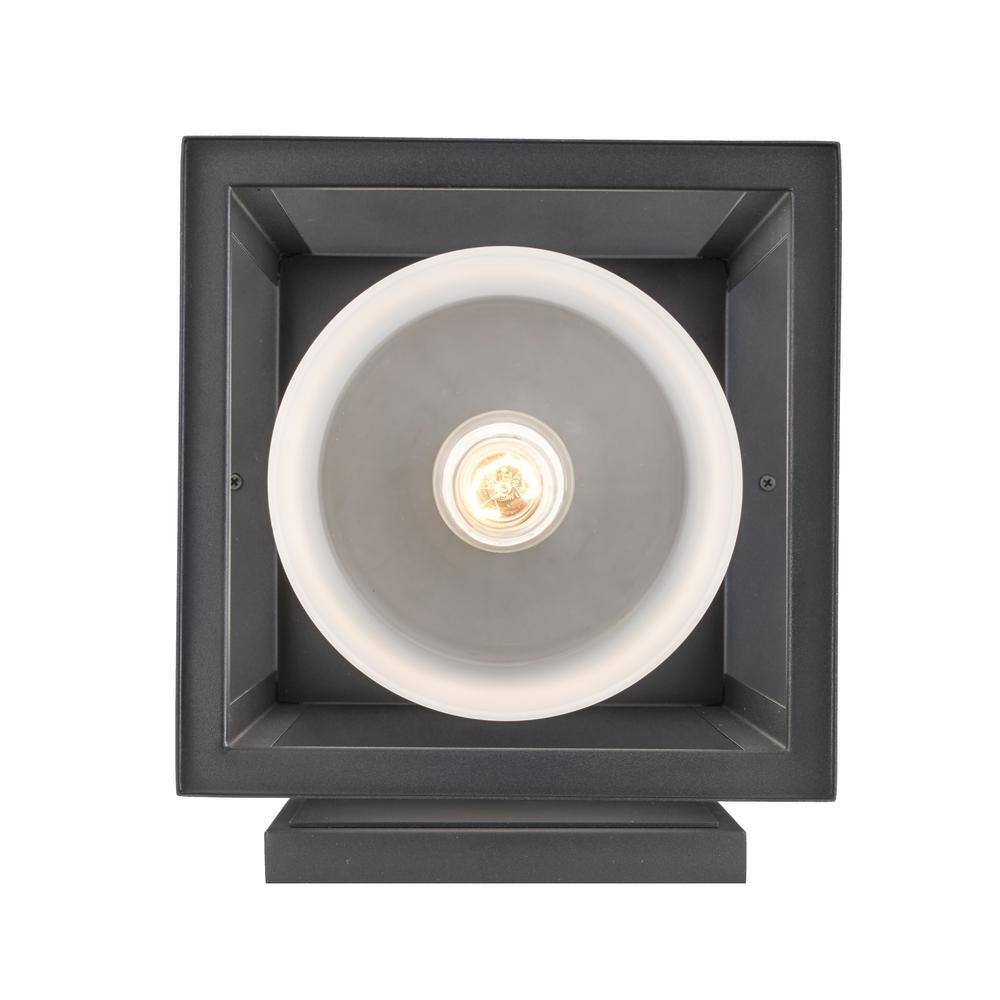 Bel Air Lighting Shaakar 18in Black Outdoor Wall Light Fixture w/ Frosted Glass