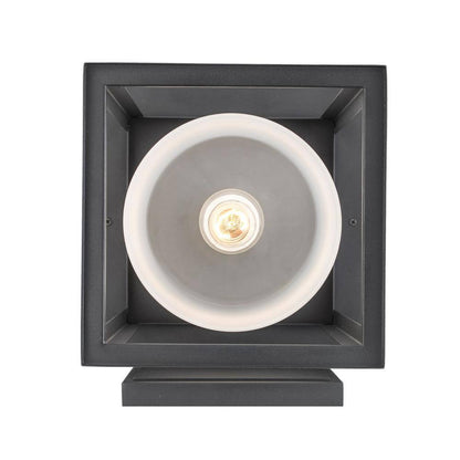 Bel Air Lighting Shaakar 18in Black Outdoor Wall Light Fixture w/ Frosted Glass