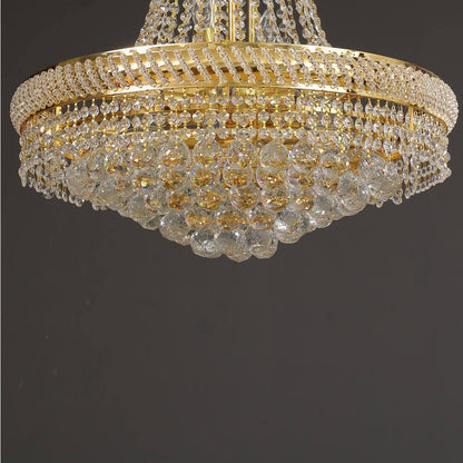 14-Light Golden France Empire Style Modern K9 Crystal Raindrop Chandelier Light