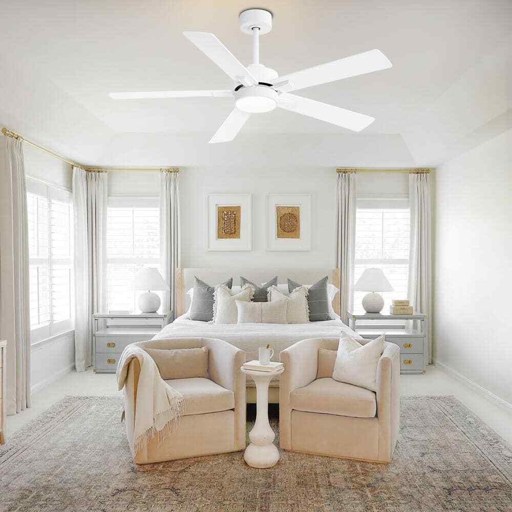 Breezary Charlie 52 in. LED Indoor White Ceiling Fans w/ Light & Remote Control