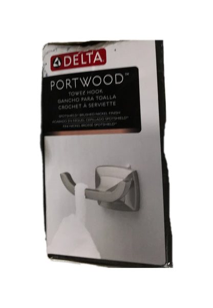 Delta Portwood Double Towel Hook Bath Hardware Accessory in Brushed Nickel