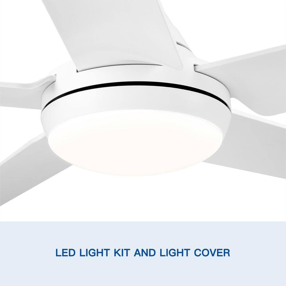 48 in. Integrated LED Light Kit Matte White Ceiling Fan with Remote Control