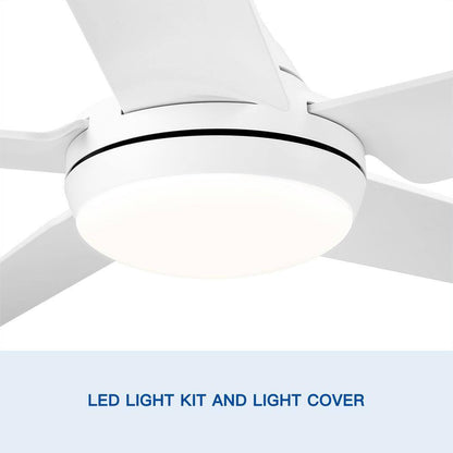 48 in. Integrated LED Light Kit Matte White Ceiling Fan with Remote Control