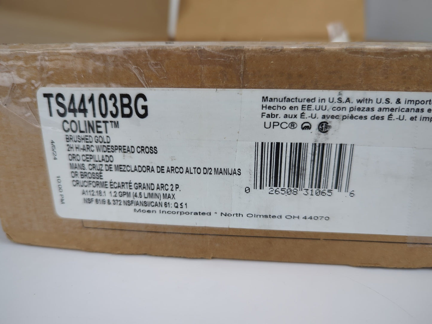 Colinet High Arc Bathroom Faucet Brushed Gold TS44103BG  Cross Handles *READ*