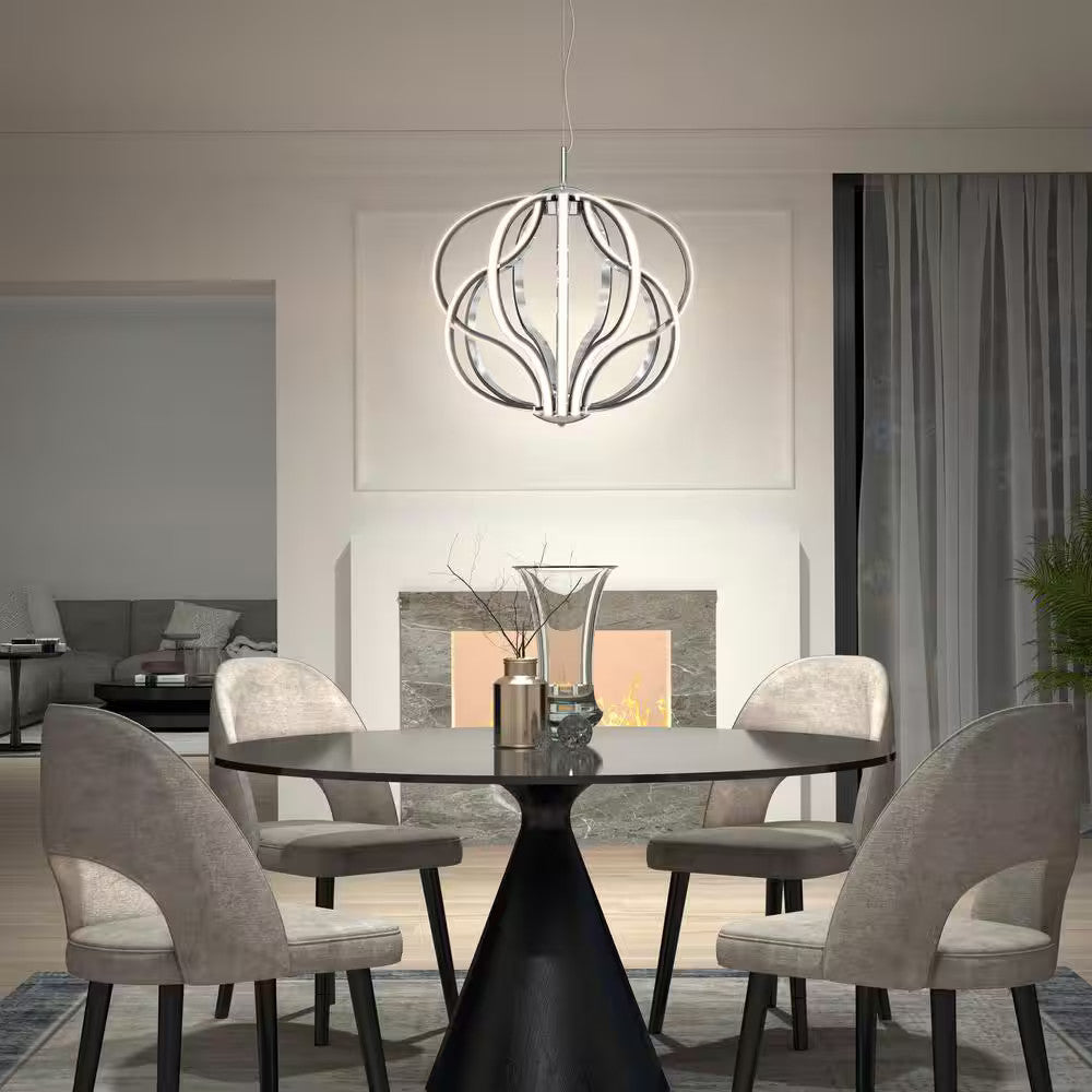 Artika Meridian 30-Watt 1 Light Chrome Modern Integrated LED Pendant Light Fixtu