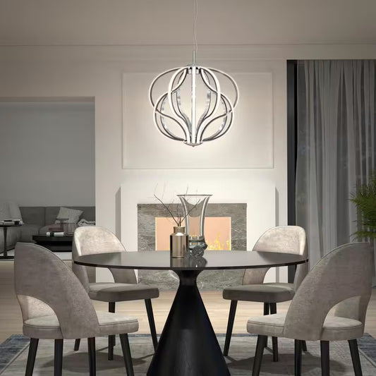 Artika Meridian 30-Watt 1 Light Chrome Modern Integrated LED Pendant Light Fixtu