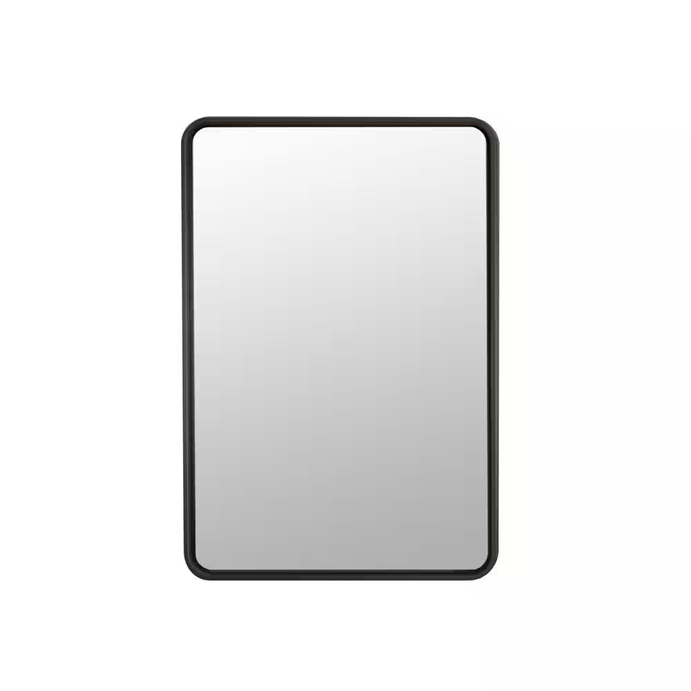 16 in. W x 24 in. H Aluminum Framed Wall Mount Bathroom Vanity Mirror in Black