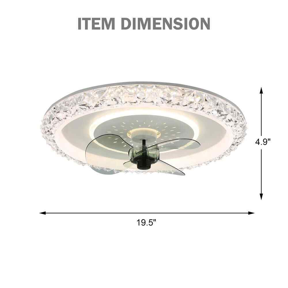 Bella Depot 20 in Crystal White Ceiling Fan LED Light Fandelier w/ Remote 