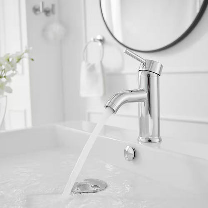 BWE Single Hole Single-Handle Bathroom Faucet With Pop Up Drain, Polished Chrome