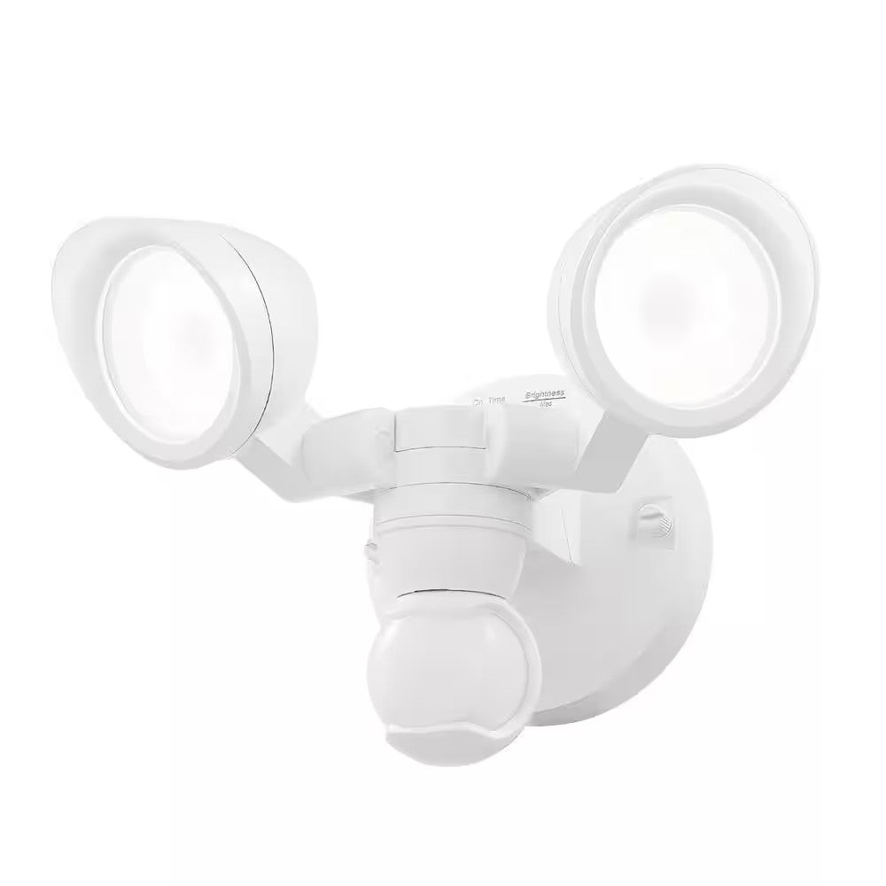 Defiant MaxDetect 240° White Motion Sensing Wired Outdoor LED 2-Head Flood Light