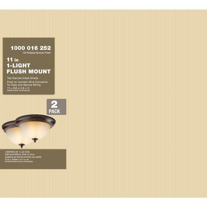 11 in. 1-Light Oil Rubbed Bronze Flush Mount 2-PACK