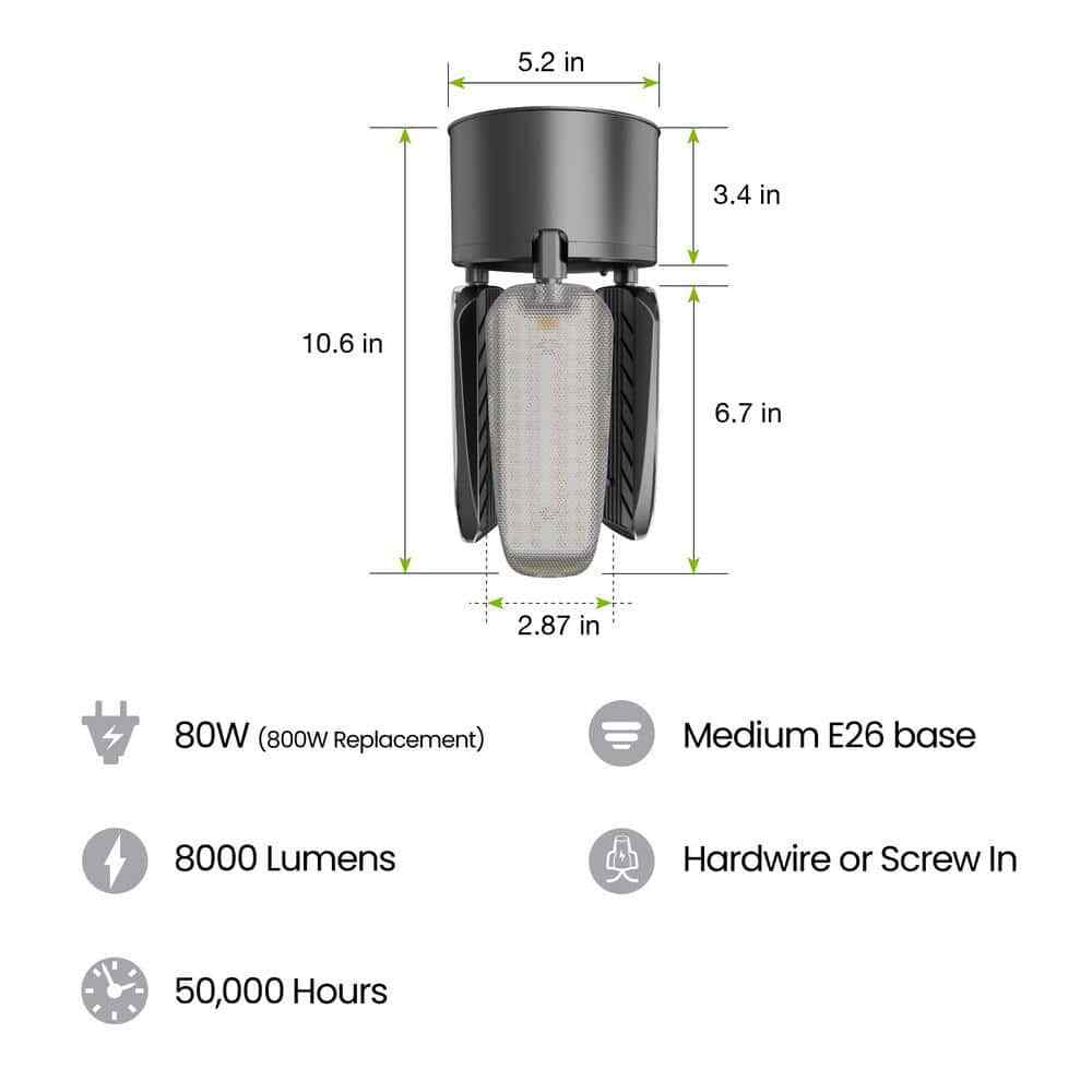 Commercial Electric 8000 Lumen Black LED Utility Garage Shop Light w/ Remote