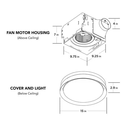 80/110 CFM Ceiling Mount Room Side Installation Round Bathroom Exhaust Fan w/LED