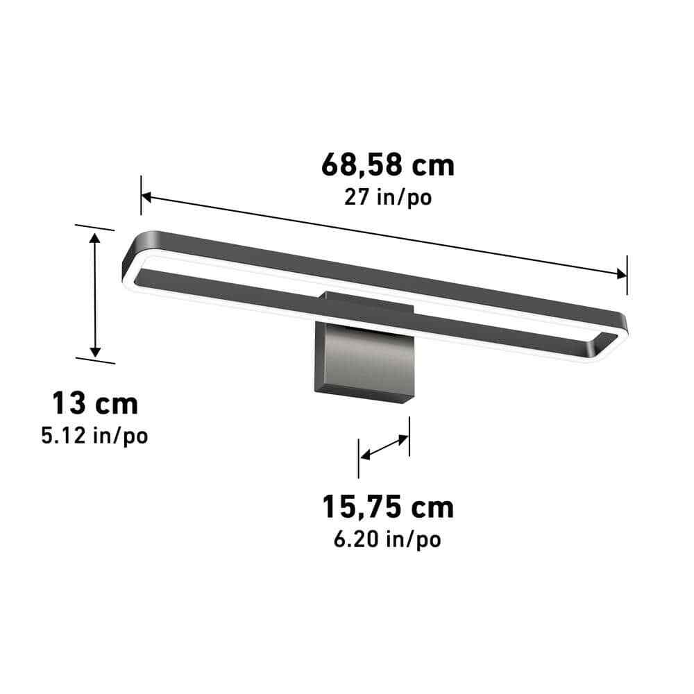 Artika Hinge 27" 1-Light Black Modern LED 3 CCT Vanity Light Bar for Bathroom