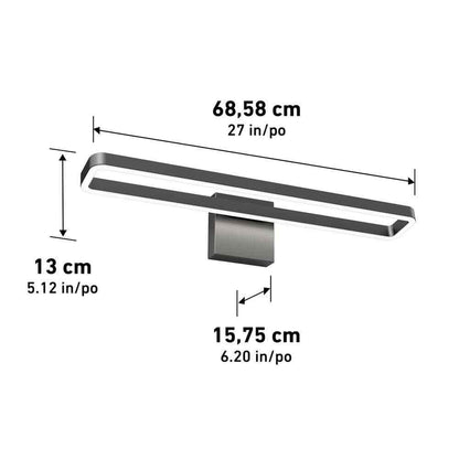 Artika Hinge 27" 1-Light Black Modern LED 3 CCT Vanity Light Bar for Bathroom