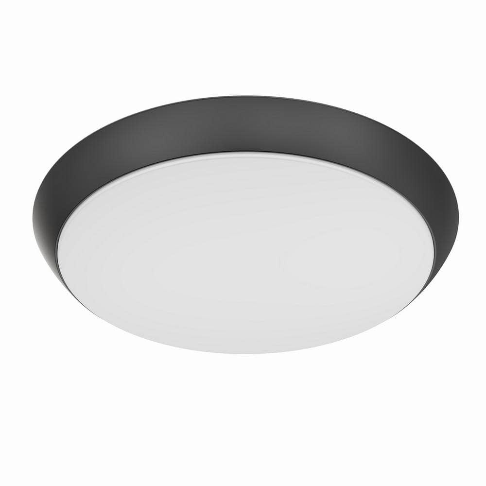 Commercial Electric 11 in. Black LED Dimmable CCT Flush Mount Ceiling Light