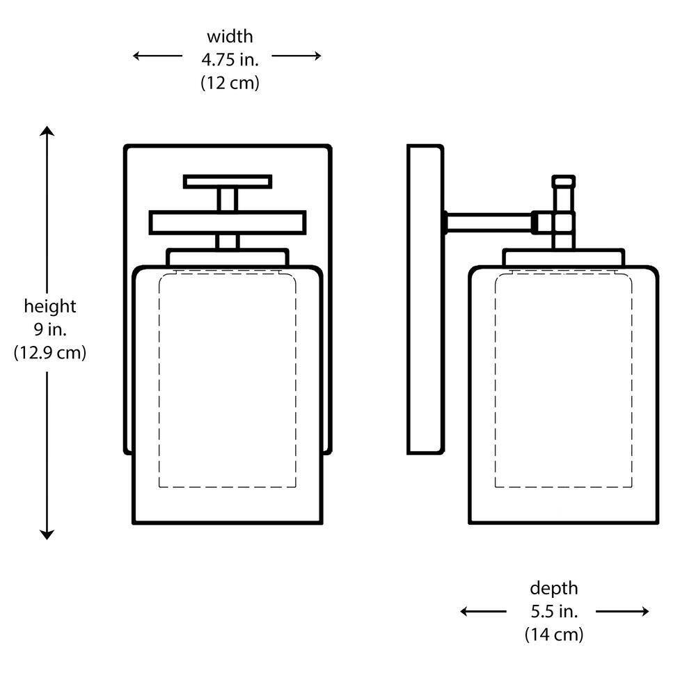 Bel Air Lighting Lisbon 1-Light Black Wall Sconce Light Fixture w/ Glass Shade