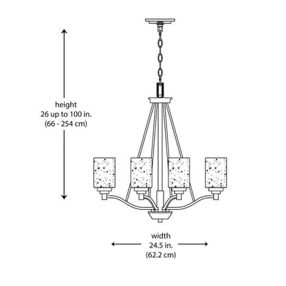 Bel Air Lighting Simi Black Chandelier Light Fixture w/ Seeded Glass Shades
