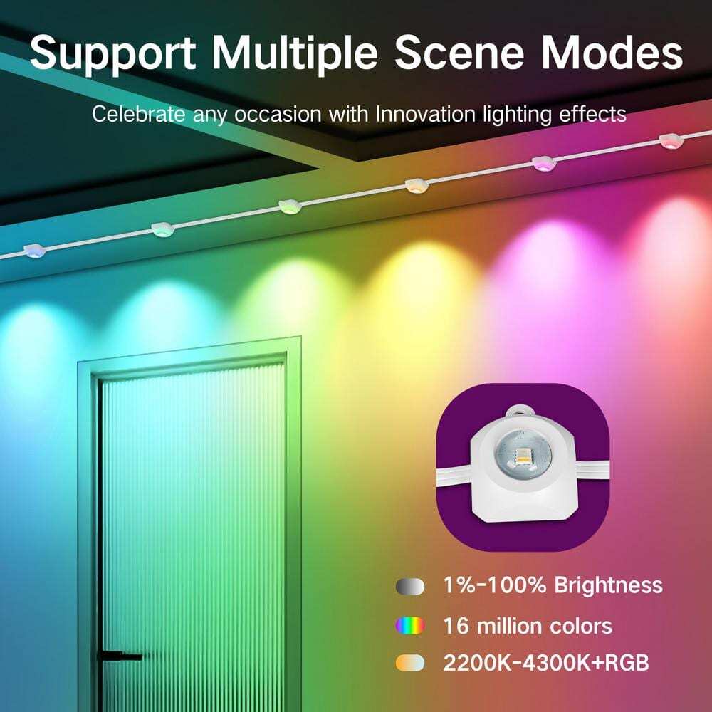 BICIK RGBIC 100 ft LED String Lights, Waterproof Outdoor Smart Color-Changing Li