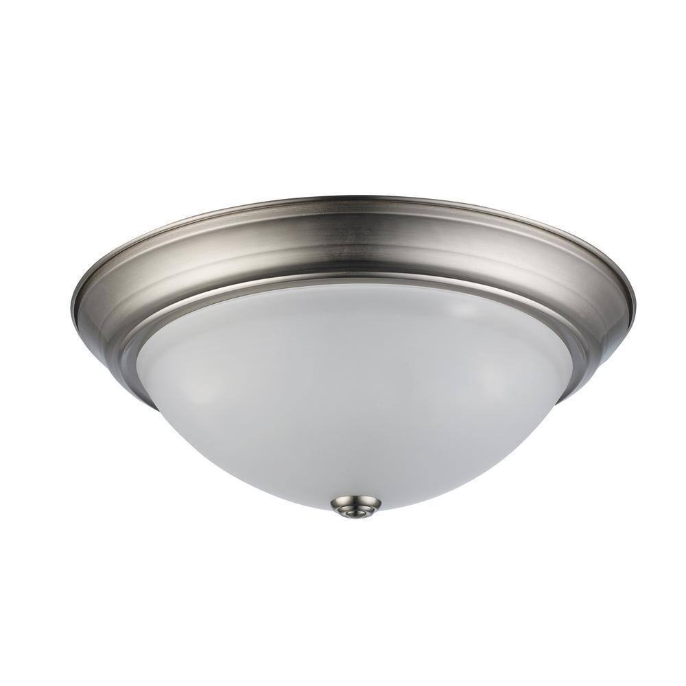 Bel Air Lighting Bowers 15 in. 3-Light Brushed Nickel Flush Mount Ceiling Light