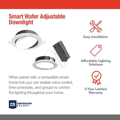 6 in.Tunable Canless Adjustable Integrated LED Recessed Light Downlight Trim