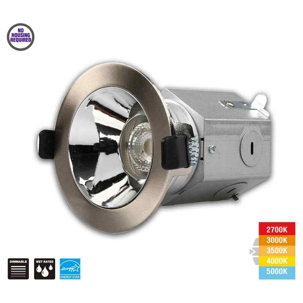Commercial Electric 3 in. Integrated LED Canless Recessed Light Brushed Nickel