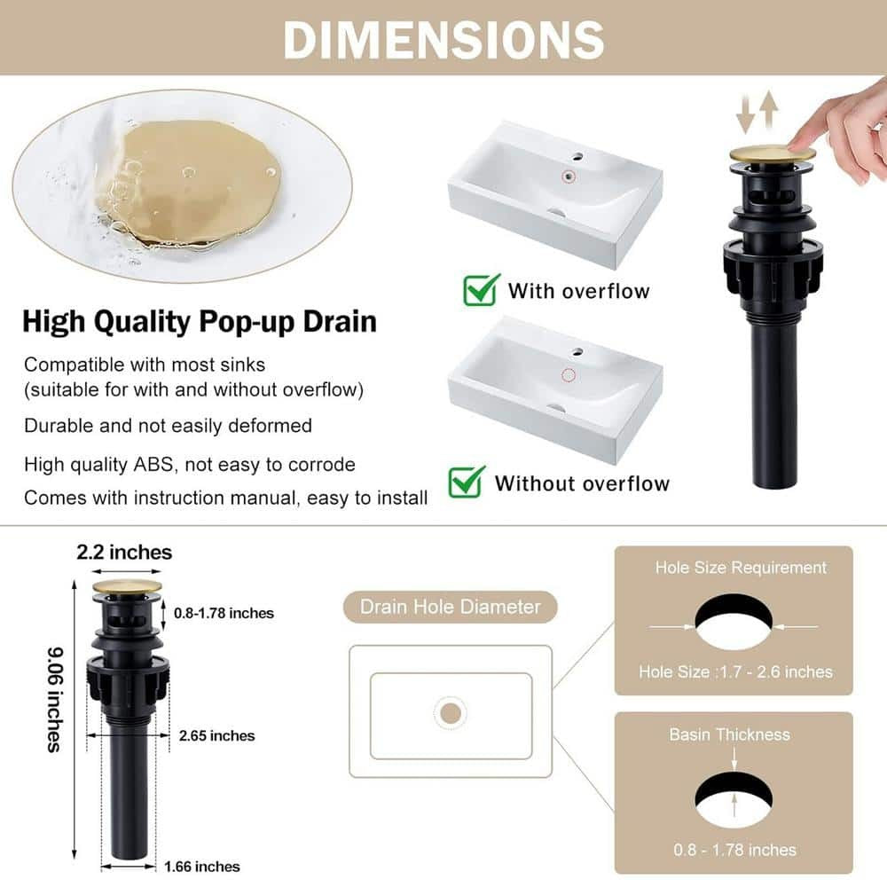 AKLFGN 8 in. Widespread 2-Handle High Arc Bathroom Faucet Drain Kit Brushed Gold
