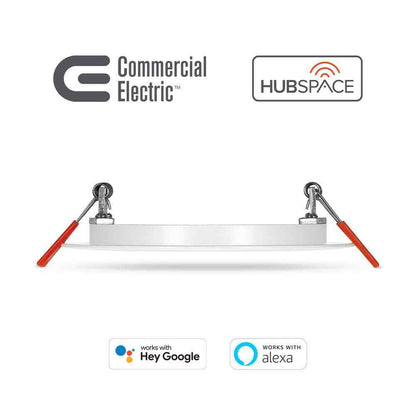 Commercial Electric Hubspace LED 4" Round Smart RBG Canless Recessed Light 
