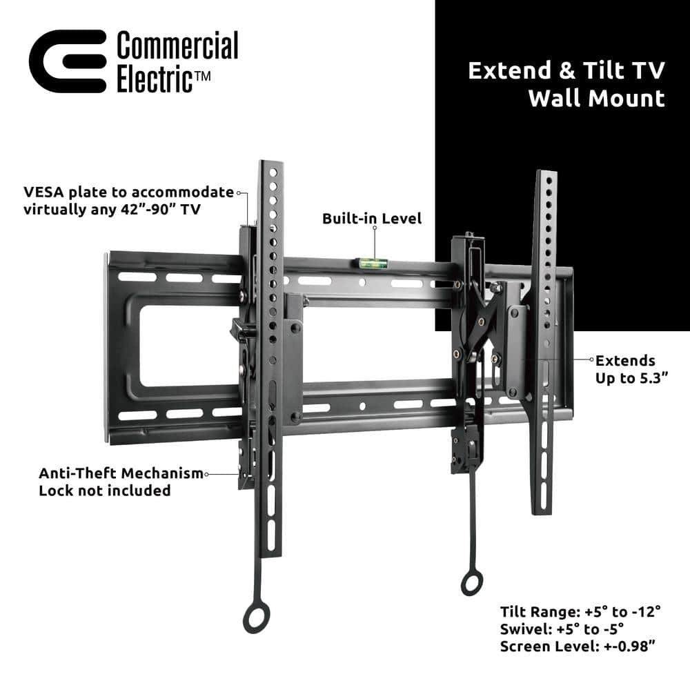 Commercial Electric Extend and Tilting TV Wall Mount for 42 in. to 90 in. TVs