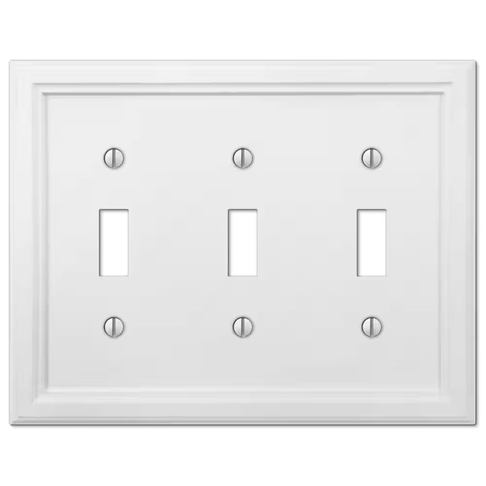 AMERELLE Elly 3 Gang Toggle Composite Wall Plate - White 4052TTTW *4 PACK*