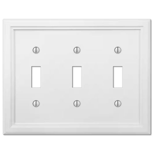 AMERELLE Elly 3 Gang Toggle Composite Wall Plate - White 4052TTTW *4 PACK*