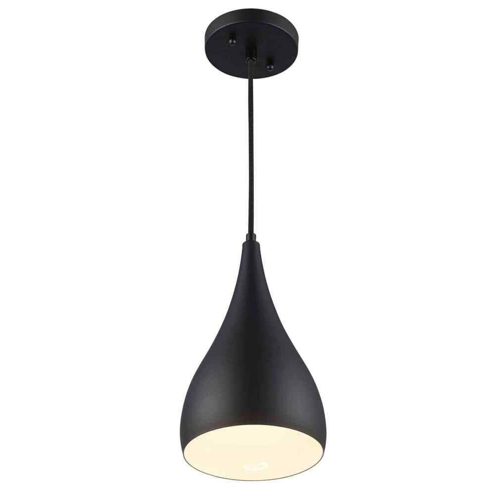 Bel Air Lighting Black Mini Pendant Light Fixture w/ Black Metal Dome Shade