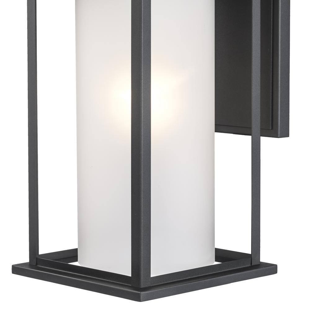 Bel Air Lighting Shaakar 18in Black Outdoor Wall Light Fixture w/ Frosted Glass