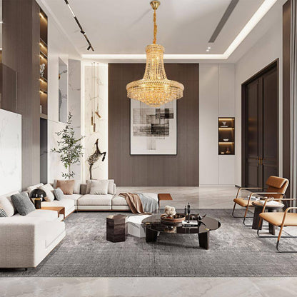 14-Light Golden France Empire Style Modern K9 Crystal Raindrop Chandelier Light