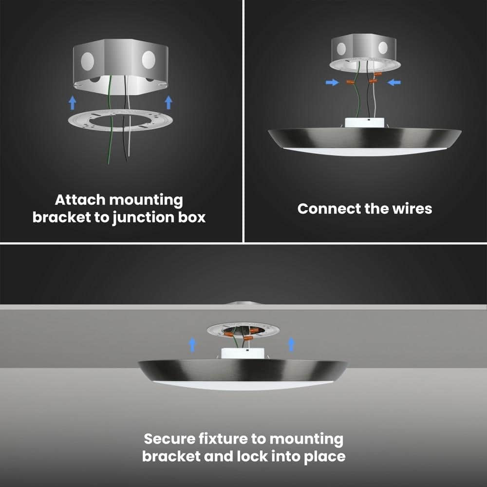 Commercial Electric 11 in. Black LED Dimmable CCT Flush Mount Ceiling Light