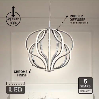 Artika Meridian 30-Watt 1 Light Chrome Modern Integrated LED Pendant Light Fixtu