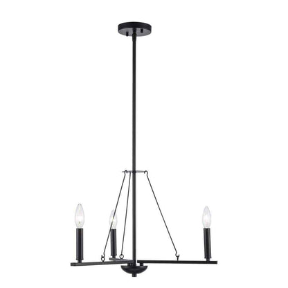 Bel Air Lighting Linden 3-Light Black Candle Chandelier 11643 BK