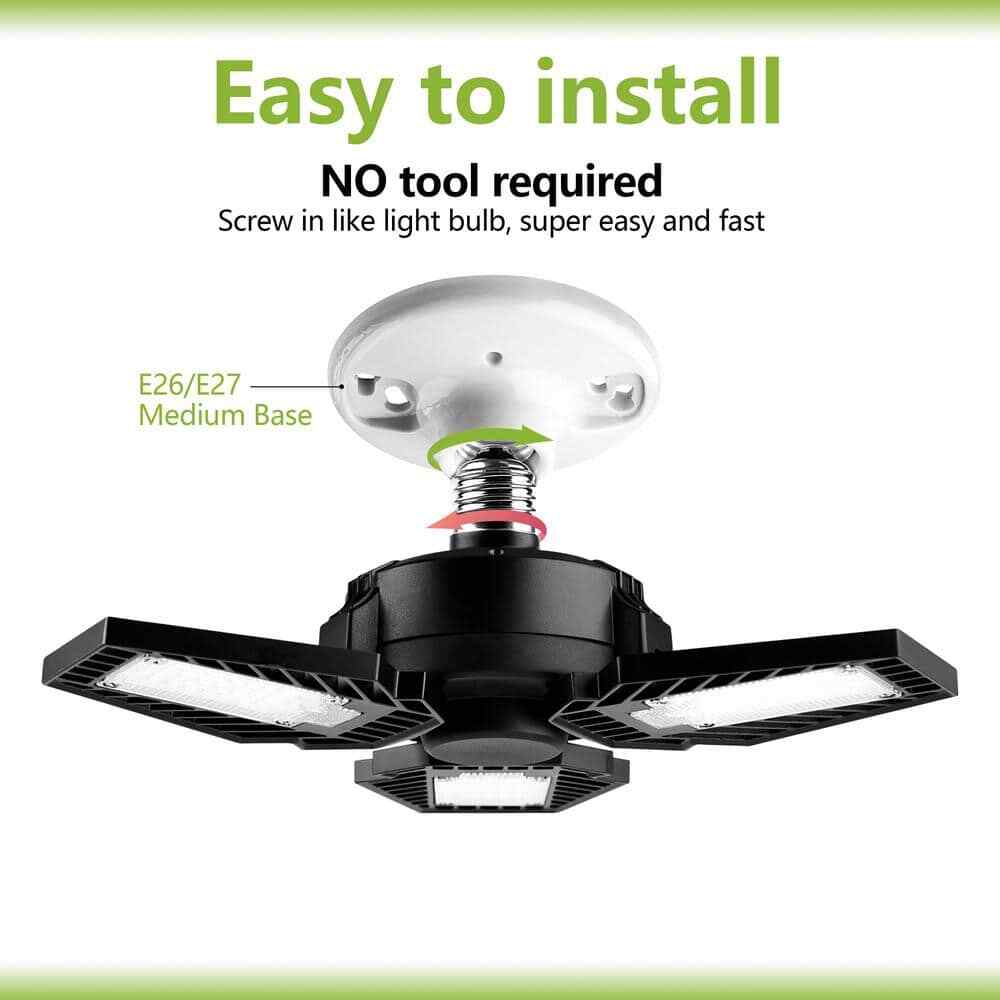 350-Watt Equivalent 6000 Lumen Foldable Garage LED Light Bulb E26 5000K CCT